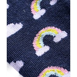 Cute Walk by Babyhug Knit Antibacterial Footed Tights with Rainbow Design - Navy Blue