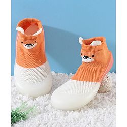 Cute Walk by Babyhug Slip On Socks Shoes Teddy Print -  Orange