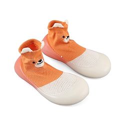 Cute Walk by Babyhug Slip On Socks Shoes Teddy Print -  Orange