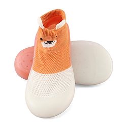 Cute Walk by Babyhug Slip On Socks Shoes Teddy Print -  Orange