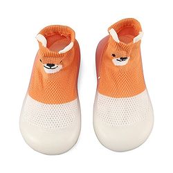 Cute Walk by Babyhug Slip On Socks Shoes Teddy Print -  Orange