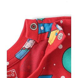 Babyhug Cotton Knit Full Sleeves Night Suit With Christmas Theme Print - Red