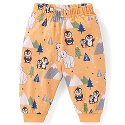 Babyhug Cotton Knit Full Sleeves Penguin & Polar Bear Printed Night Suit - Orange