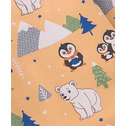 Babyhug Cotton Knit Full Sleeves Penguin & Polar Bear Printed Night Suit - Orange