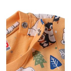 Babyhug Cotton Knit Full Sleeves Penguin & Polar Bear Printed Night Suit - Orange