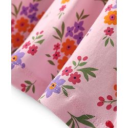 Babyhug Single Jersey Knit Full Sleeves Frock With Attached Shrug Floral Print & Bloomer - Pink