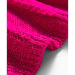 Babyhug Knit Full Sleeves Woollen Dress with Cable Knit Design - Fuchsia