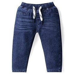 Babyhug Knitted Full Sleeves Smartfit Solid Cable Knit Design Front Open Sweater Set With Denim Pant - Blue