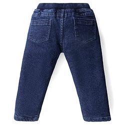 Babyhug Knitted Full Sleeves Smartfit Solid Cable Knit Design Front Open Sweater Set With Denim Pant - Blue