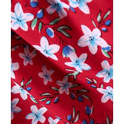 Babyhug Rayon Woven Half Puffed  Sleeves Top with Floral Print - Red