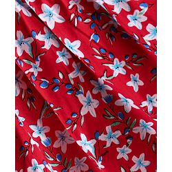 Babyhug Rayon Woven Half Puffed  Sleeves Top with Floral Print - Red