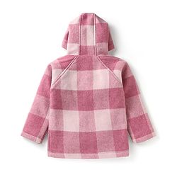 Babyhug Woven Full Raglan Sleeves Checkered Hooded Coat - Pink