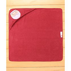 Babyhug Cotton Woven Hooded Towel With Santa Patch Embroidery 72 x B 72 cm - Red