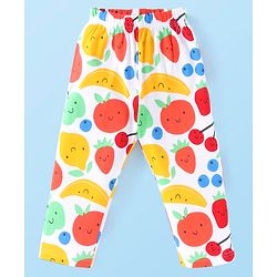 Babyhug Cotton Knit Full Sleeves Night Suit Fruits Print -  White
