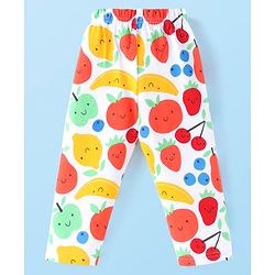 Babyhug Cotton Knit Full Sleeves Night Suit Fruits Print -  White