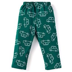 Babyhug Cotton Knit Full Sleeves Night Suit With Vehicles Print - Dark Green