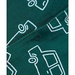 Babyhug Cotton Knit Full Sleeves Night Suit With Vehicles Print - Dark Green