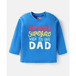 Babyhug Cotton Knit Full Sleeves Night Suit With Text Print - Blue