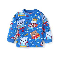 Babyhug Cotton Knit Full Sleeves T-Shirts with Stripes &  Animals  Graphics Pack of 3 - Blue Red & Orange
