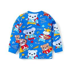 Babyhug Cotton Knit Full Sleeves T-Shirts with Stripes &  Animals  Graphics Pack of 3 - Blue Red & Orange