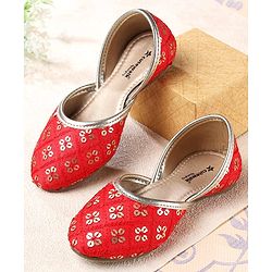 Cute Walk by Babyhug Mojaris with Sequins Embellished - Red