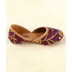 Cute Walk by Babyhug Slip On Mojaris with Sequins Embroidery  - Purple