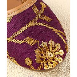 Cute Walk by Babyhug Slip On Mojaris with Sequins Embroidery  - Purple