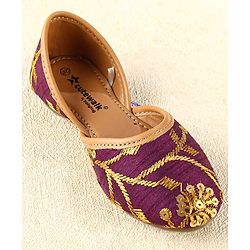 Cute Walk by Babyhug Slip On Mojaris with Sequins Embroidery  - Purple
