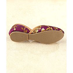 Cute Walk by Babyhug Slip On Mojaris with Sequins Embroidery  - Purple