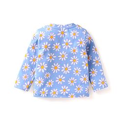 Babyhug Cotton Knit Full Sleeves Night Suit With Floral Print - Light Blue