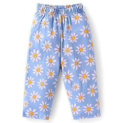 Babyhug Cotton Knit Full Sleeves Night Suit With Floral Print - Light Blue