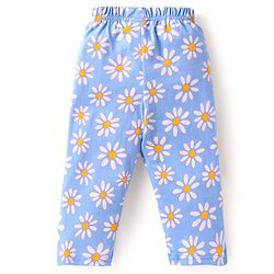 Babyhug Cotton Knit Full Sleeves Night Suit With Floral Print - Light Blue