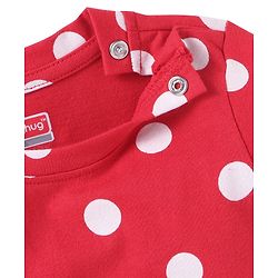 Babyhug Cotton Knit Full Sleeves Night Suit With Polka Dots Print - Red