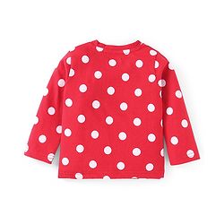 Babyhug Cotton Knit Full Sleeves Night Suit With Polka Dots Print - Red