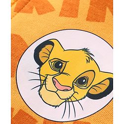 Babyhug Disney Terry Knit Full Sleeves Front Open Hooded Sweatjacket with Lion King Graphics & Ears Applique - Orange