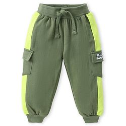 Babyhug Disney Cotton Knit Full Sleeves Sweatshirt & Lounge Pants Set With Front & Back Mickey Mouse Graphics - Green