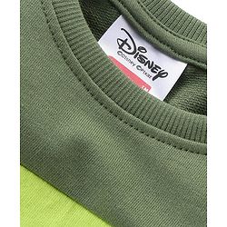 Babyhug Disney Cotton Knit Full Sleeves Sweatshirt & Lounge Pants Set With Front & Back Mickey Mouse Graphics - Green