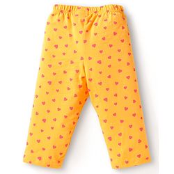 Babyhug Cotton Knit Full Sleeves Night Suit with Hearts Print - Yellow