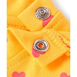 Babyhug Cotton Knit Full Sleeves Night Suit with Hearts Print - Yellow