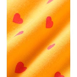 Babyhug Cotton Knit Full Sleeves Night Suit with Hearts Print - Yellow