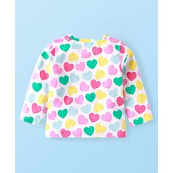 Babyhug Cotton Knit Full Sleeves Night Suit Set with Heart Print - White