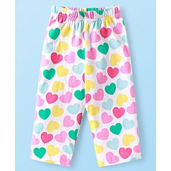 Babyhug Cotton Knit Full Sleeves Night Suit Set with Heart Print - White