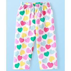 Babyhug Cotton Knit Full Sleeves Night Suit Set with Heart Print - White
