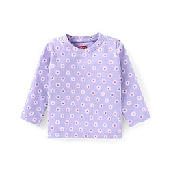 Babyhug Cotton Knit Full Sleeves Floral Printed Night Suit - Purple