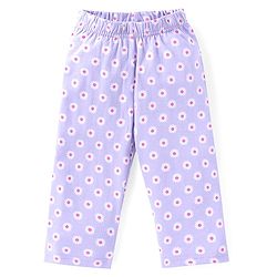 Babyhug Cotton Knit Full Sleeves Floral Printed Night Suit - Purple