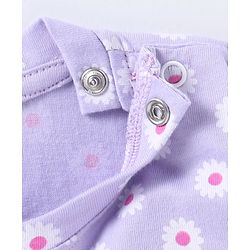 Babyhug Cotton Knit Full Sleeves Floral Printed Night Suit - Purple