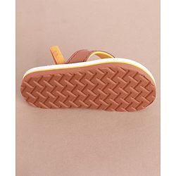 Cute Walk by Babyhug Slip on Flip Flops with Back Strap & Teddy Bear Print - Light Brown & White