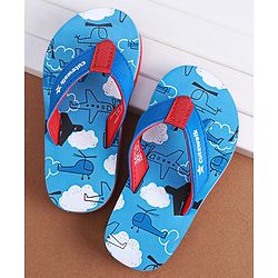 Cute Walk by Babyhug Slip on Flip Flops with Aeroplane Print - Blue
