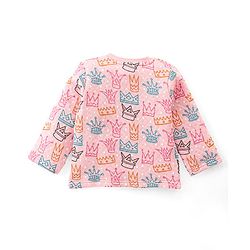 Babyhug Knit Full Sleeves Winter Night Suit Crown Print - Pink
