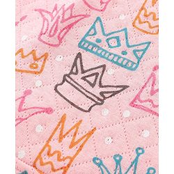 Babyhug Knit Full Sleeves Winter Night Suit Crown Print - Pink